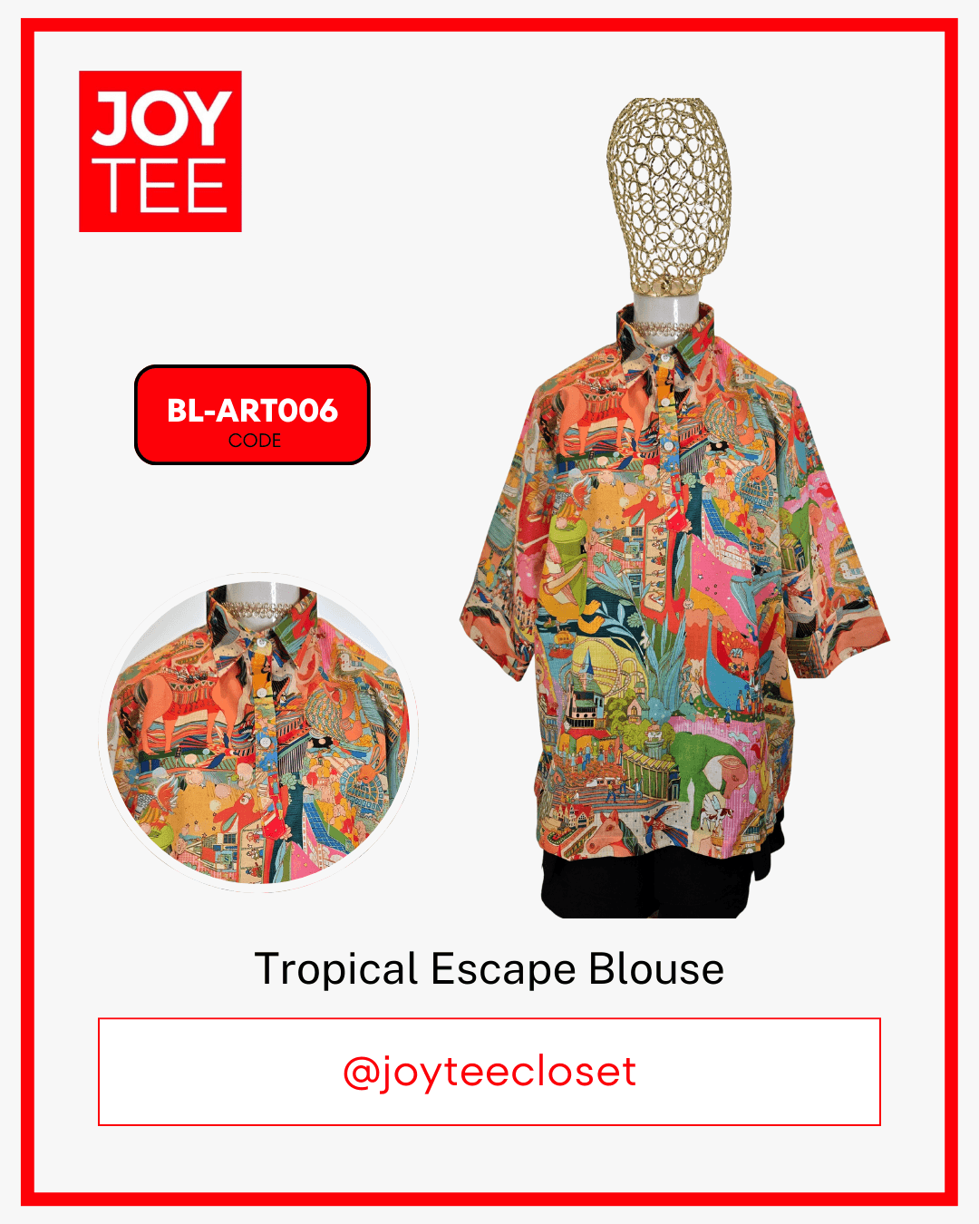 Linen Slab Fabric with Print TROPICAL ESCAPE BLOUSE BL-ART006